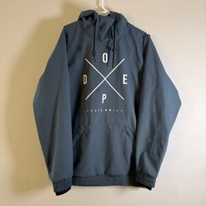 Dope Snow Yeti Softshell Ski Snowboard Hoodie Mens Medium Blue Grey Graphic Logo